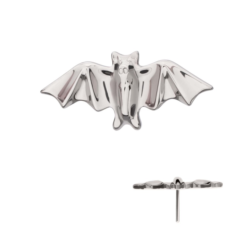 Titanium Threadless Flying Bat Top . Top: 11.9mm (L) x 5.4mm (W) x 1.8mm (THK)