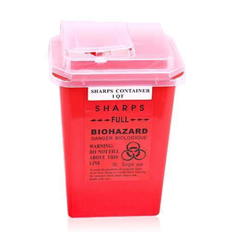 1 Quart Sharps Container Biohazard Needle Disposal .