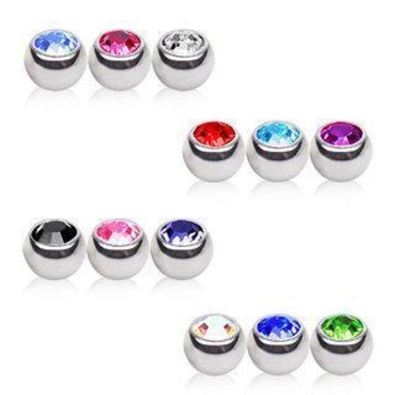 10pcs Package of  Gemmed Ball – 1 Pack 14G (1.6mm) Ball-Size: 3mm Aqua