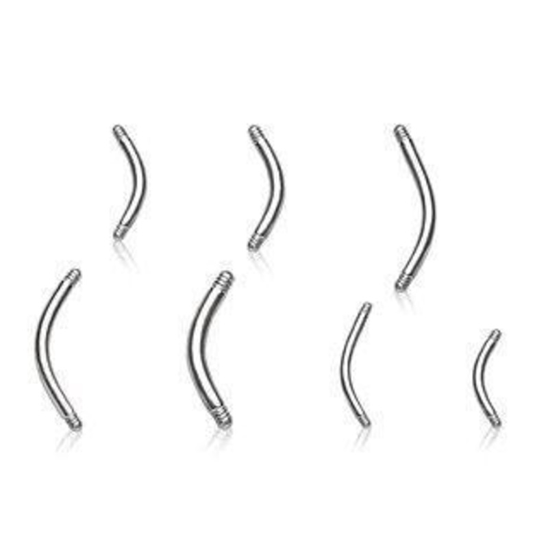 10pcs Package of  Threaded Curved Bars – 1 Pack 12G (2mm) Length: 7/16″ (11mm)