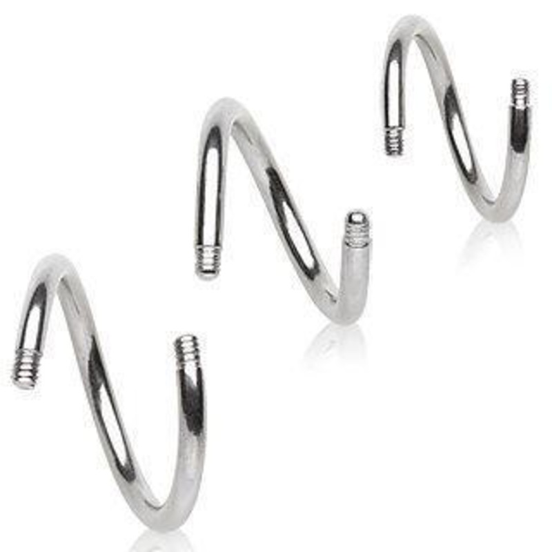 10pcs Package of  Threaded Twisted Bars – 1 Pack 14G (1.6mm) Length: 1/2″ (12.7mm)