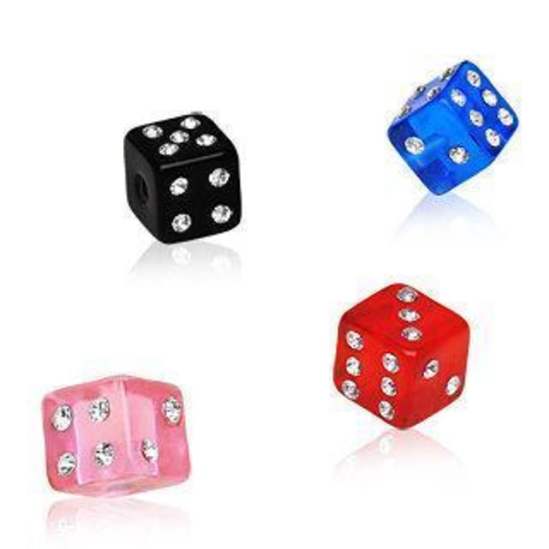 10pcs UV Coated Acrylic Gemmed Dice Ball Package – 1 Pack 14G (1.6mm) Ball-Size: 5mm Black/Clear
