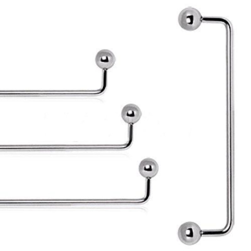 316L Surgical Steel 90 Degree Surface Barbell 14G (1.6mm) Length : 1″ (25mm) | Ball-Size : 5mm