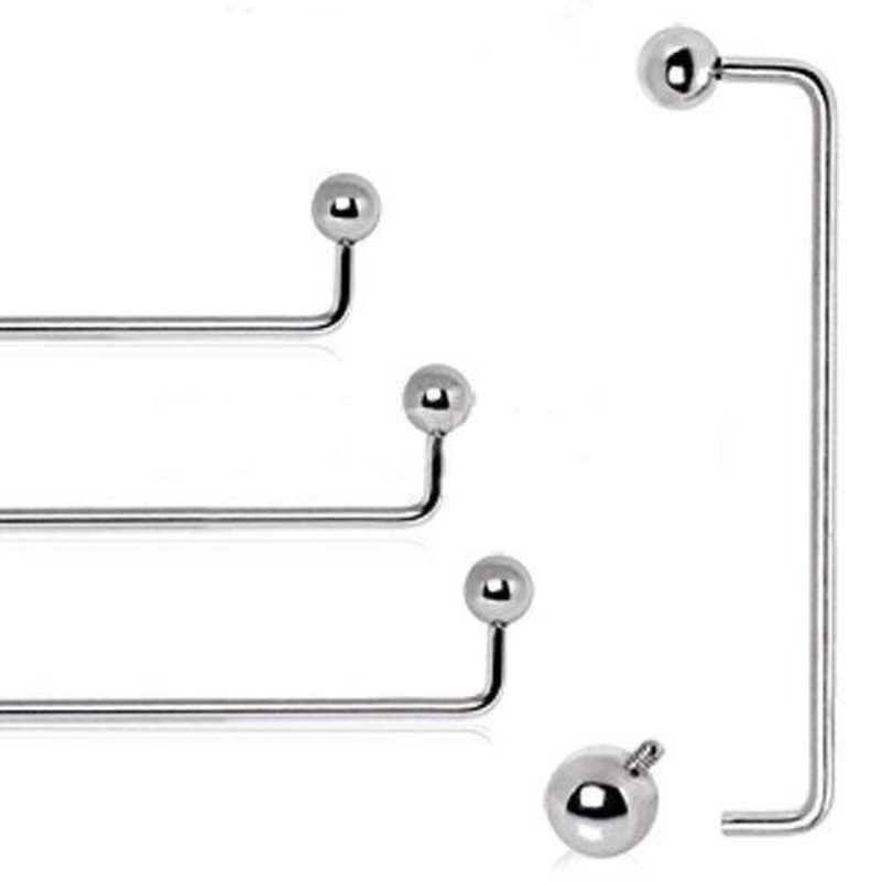 Internally Threaded 316L Surgical Steel 90 Degree Surface Barbell 14G (1.6mm) Length : 1&1/2″ (12.7mm) | Ball-Size : 5mm