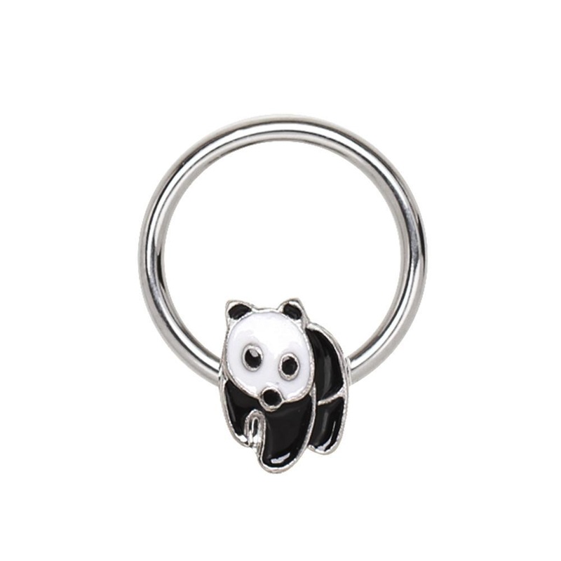 Panda Snap-in Captive Bead Ring 16G (1.2mm) Inner Diameter: 3/8″