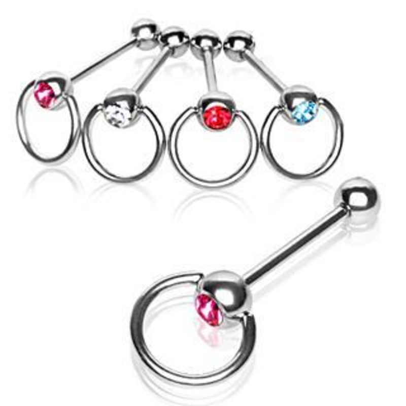 Slave Ring Tongue Barbell Gem 14G (1.6mm) Length: 5/8″ Aqua