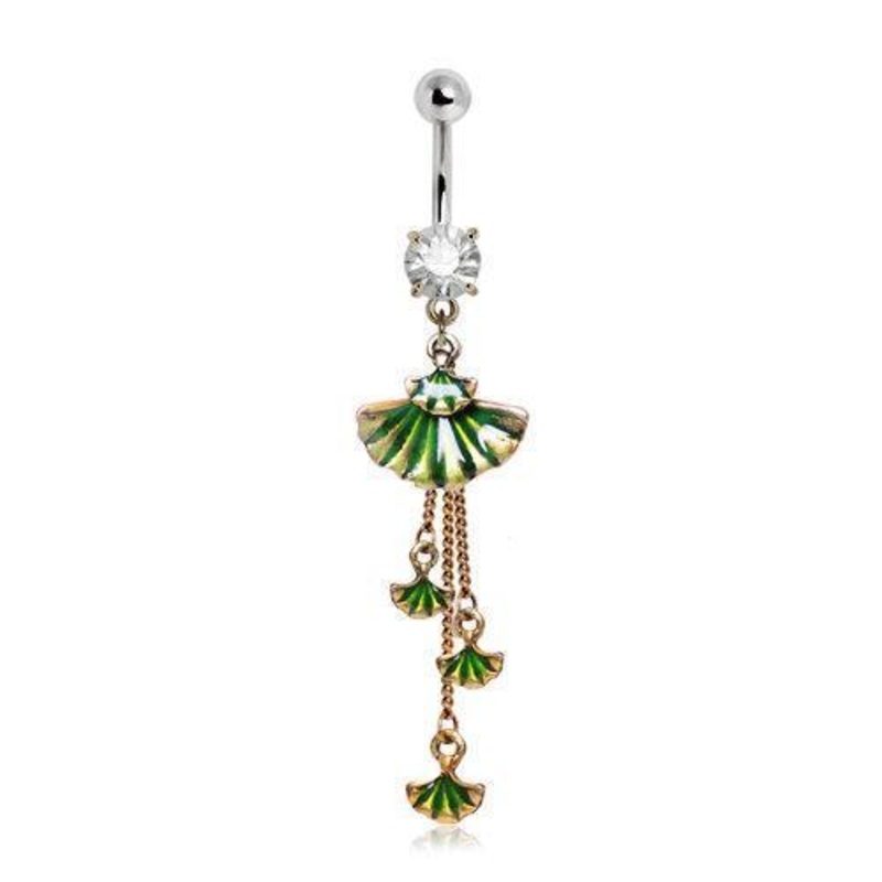 Antique Seashells Dangle Belly Ring 14G (1.6mm) Length: 3/8″ (10mm)