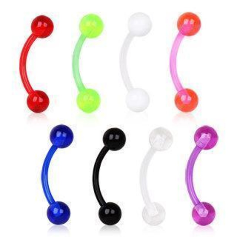 BioFlex Curved Barbell w/ UV Acrylic Balls Curved Retainer – 1 Piece 16G (1.2mm) Length : 3/8″ (10mm) | Ball-Size : 3mm Black