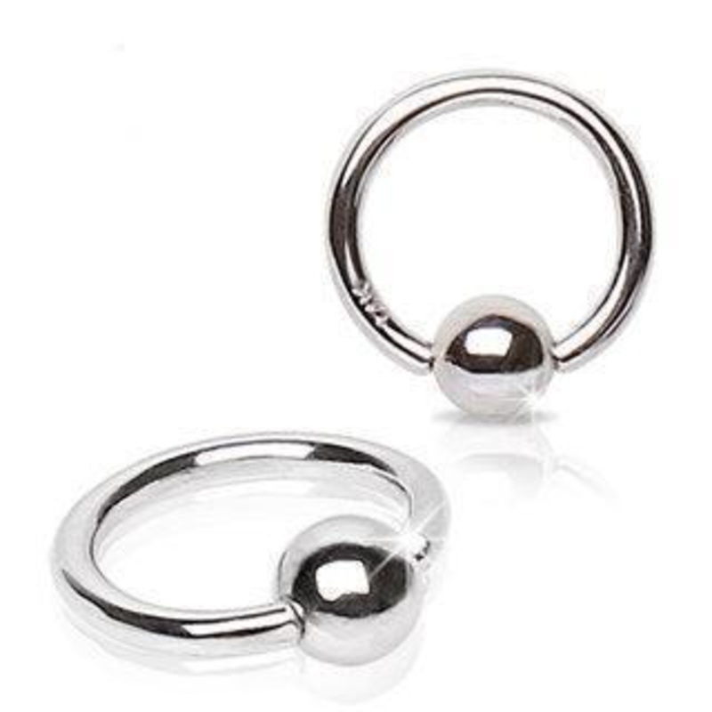 14K White Gold Captive Bead Ring w/ Ball 16G (1.2mm) Inner Diameter: 5/16″ (8mm) | Ball-Size: 3mm