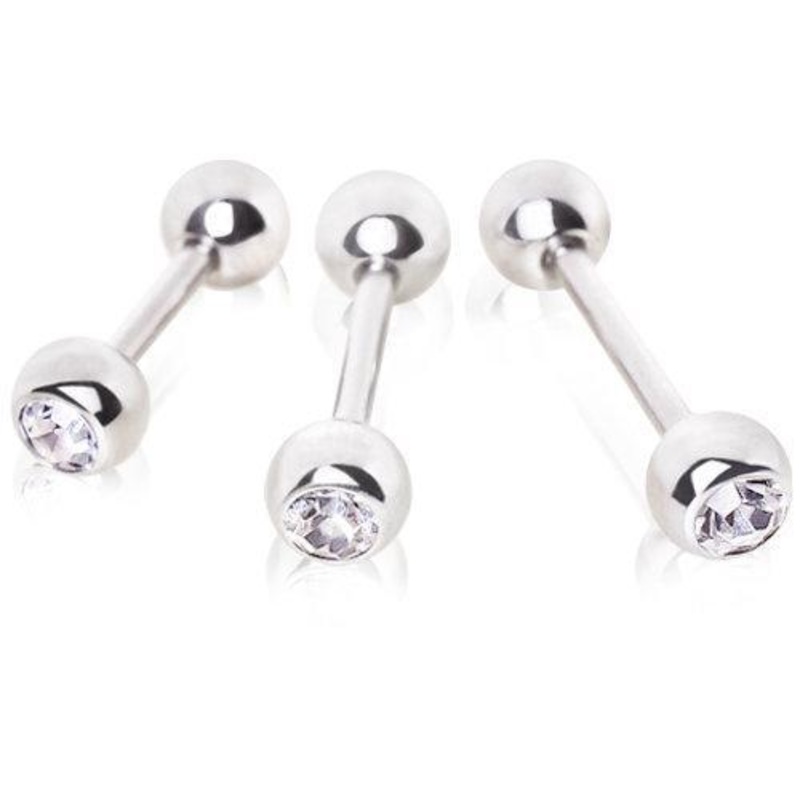 316L Tragus Ring w/ Press Clear Fitted Cubic Zirconia Ball Cartilage Barbell Earring – 1 Piece 16G (1.2mm) Length: 3/8″ (10mm) | Ball-Size: 4mm Clear