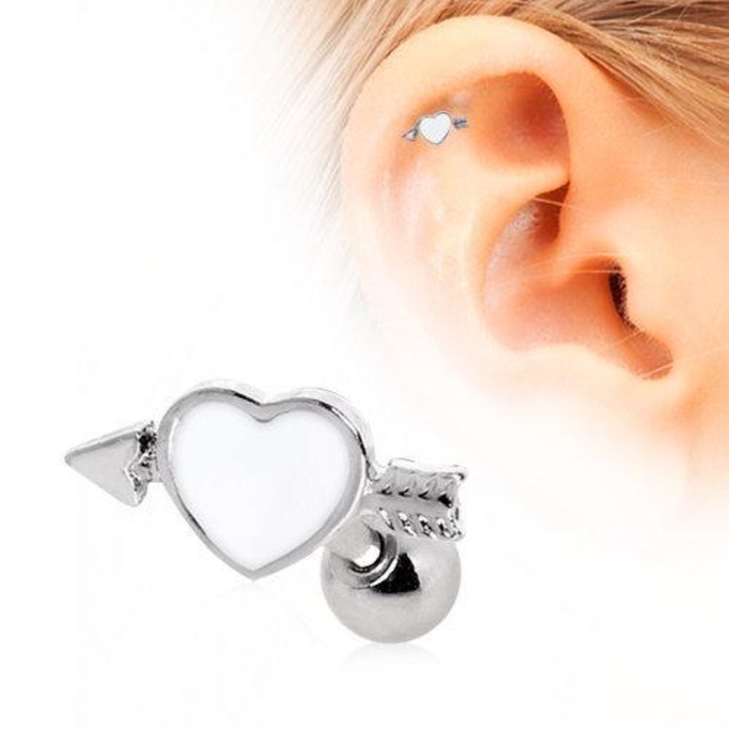 Arrow Through Your Heart Cartilage Barbell Earring – 1 Piece 16G (1.2mm) Length: 1/4″ (6mm) | Ball-Size: 4mm