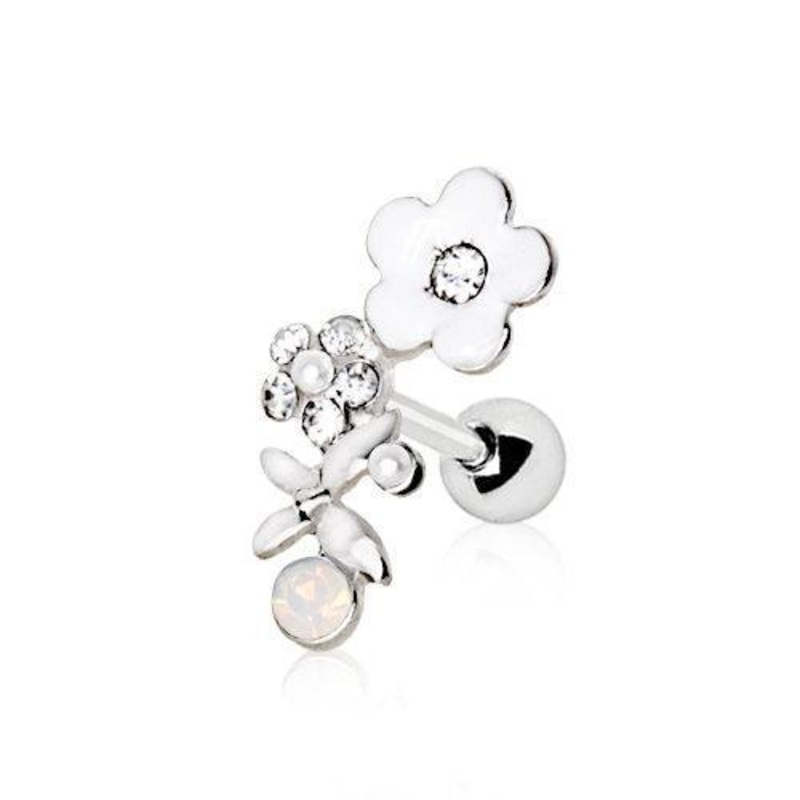 Art of Brilliance Flower Field Cartilage Barbell Earring – 1 Piece 16G (1.2mm) Length: 1/4″ (6mm)