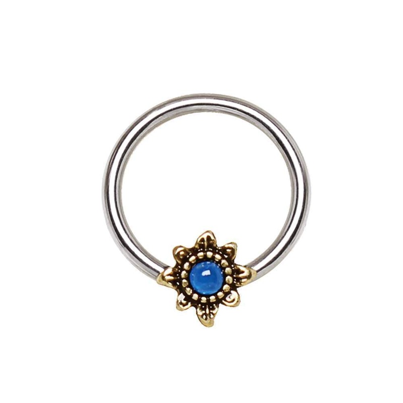 Blue Star Snap-in Captive Bead Ring 16G (1.2mm) Inner Diameter: 3/8″ (10mm)