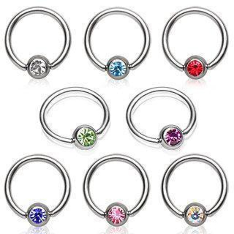 Captive Bead Ring Gemmed Dimple Ball 14G (1.6mm) Inner Diameter: 7/16″ (11mm) | Ball-Size: 4mm Aqua