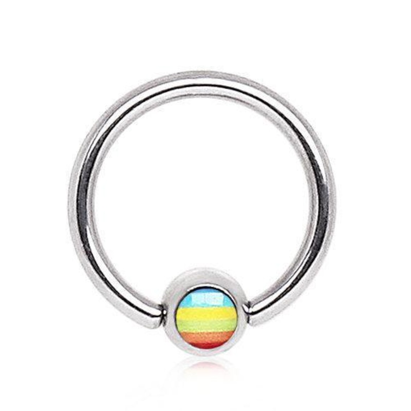 Captive Bead Ring Rainbow Flag Logo Ball 14G (1.6mm) Inner Diameter: 1/2″ (12.7mm) | Ball-Size: 5mm