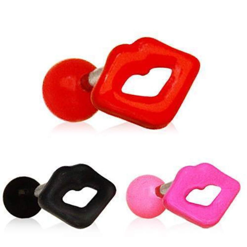 Cartilage Barbell Earring Lip – 1 Piece 16G (1.2mm) Length: 1/4″ (6mm) | Ball-Size: 4mm Black