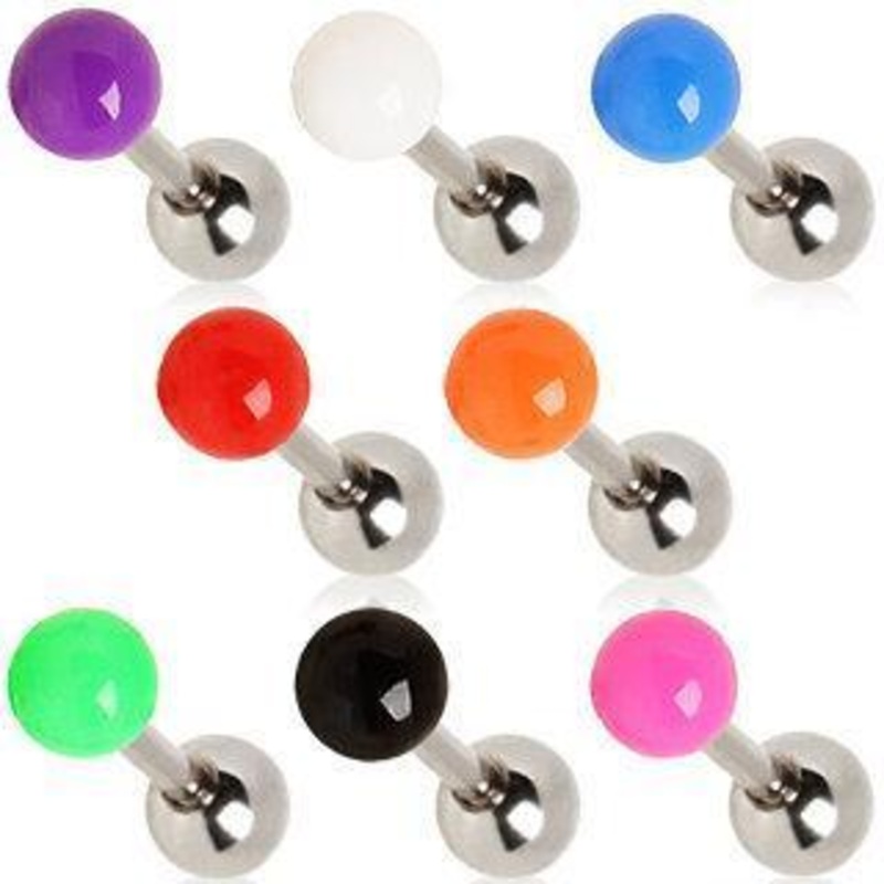 Cartilage Barbell Earring Solid UV Ball – 1 Piece 16G (1.2mm) Length: 1/4″ (6mm) | Ball-Size: 4mm Black