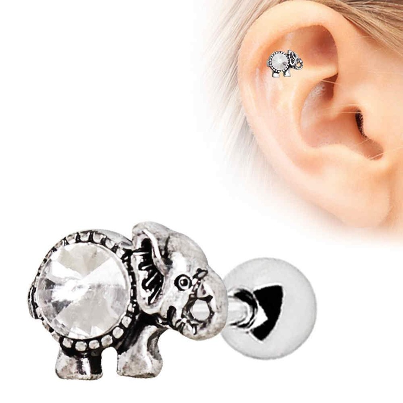 Elephant Cartilage Barbell Earring – 1 Piece 16G (1.2mm) Length: 1/4″ (6mm)