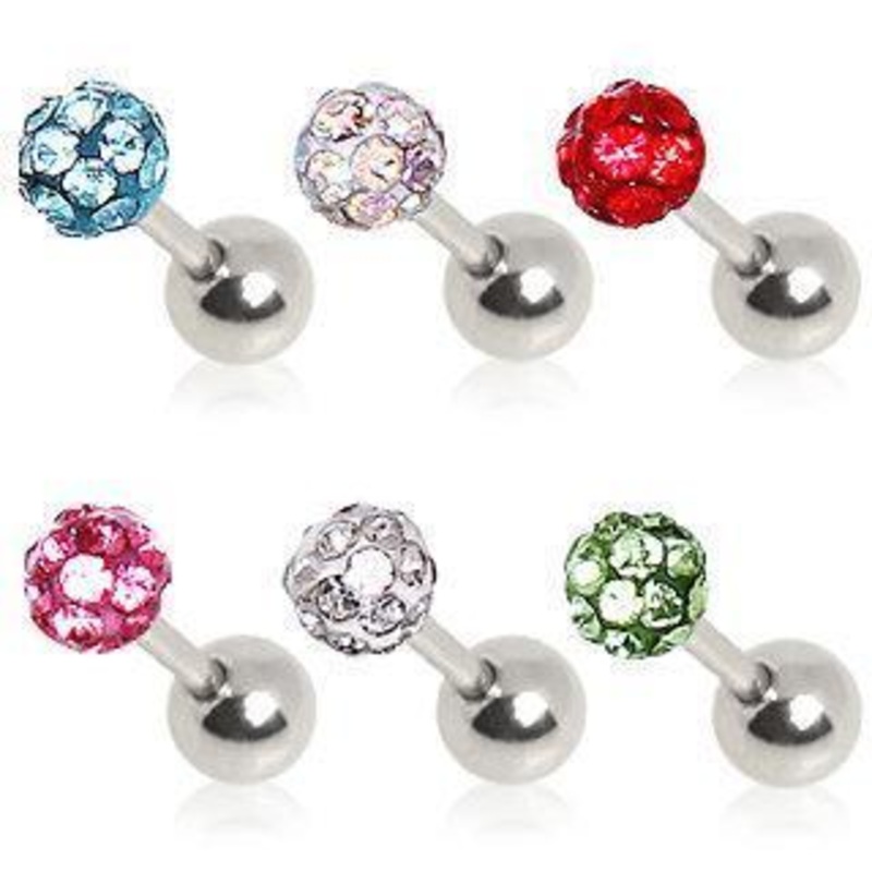 Ferido Ball Cartilage Barbell Earring – 1 Piece 16G (1.2mm) Length: 1/4″ (6mm) | Ball-Size: 4mm Aqua