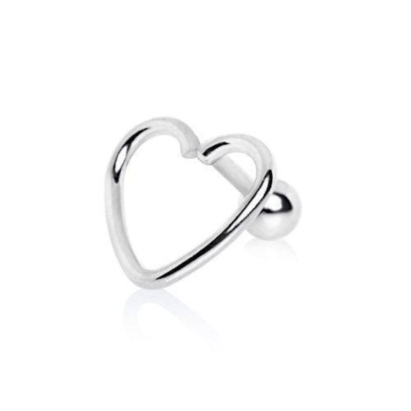 Love Struck Heart Cartilage Barbell Earring – 1 Piece 16G (1.2mm) Length: 1/4″ (6mm) | Ball-Size: 4mm