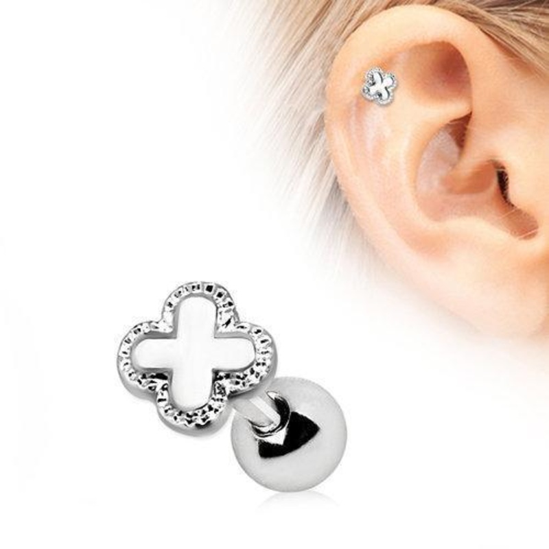 Royal Quatrefoil Clover Cartilage Barbell Earring – 1 Piece 16G (1.2mm) Length: 1/4″ (6mm)