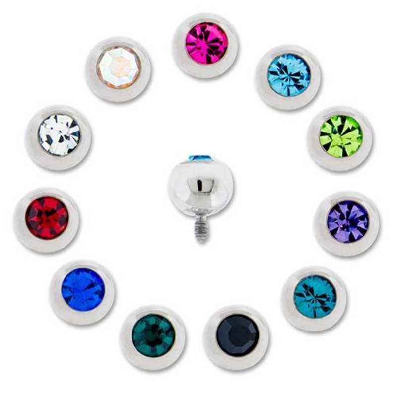 10g, 12g 14g Internally Threaded Titanium Gem Ball Replacement Heads – 1 Piece #SPLT#6 14G (1.6mm) Head Size: 2.5mm Gem: AB