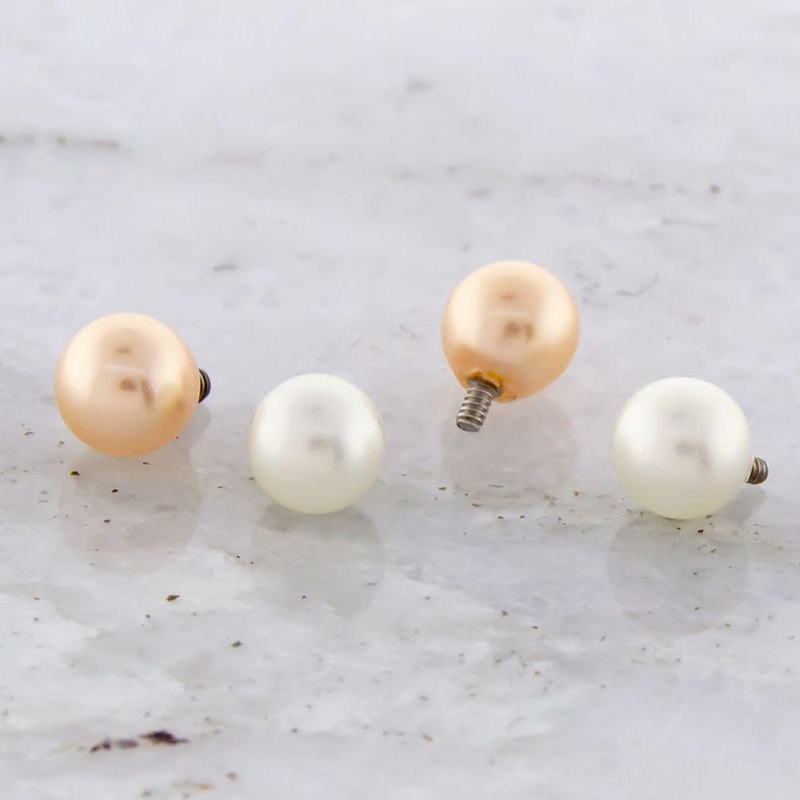 10g, 12g 14g Pearl Ball Replacement Head – 1 Piece 14G (1.6mm) Head Size: 4mm Gem: PINK PEARL
