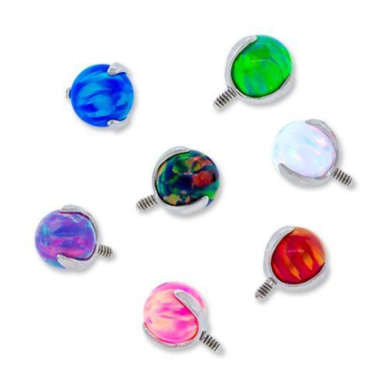 10g, 12g 14g Titanium Opal Claw Prong Set – 1 Piece 14G (1.6mm) Head Size: 3mm Gem: BLACK OPAL