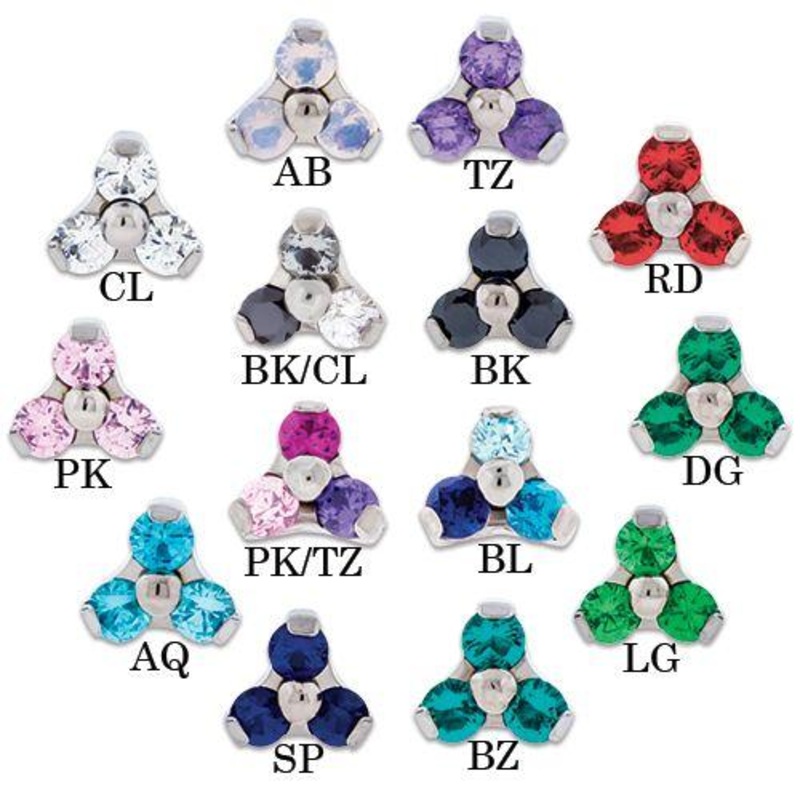 10g, 12g 14g Titanium Trinity Gem Replacement Heads – 1 Piece 14G (1.6mm) Head Size: 2mm Gem: AB