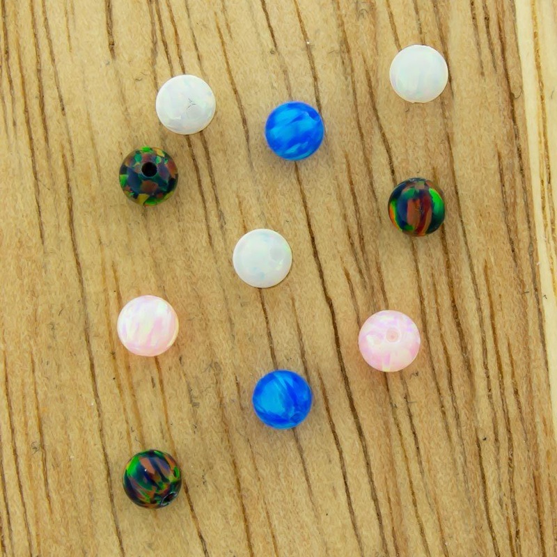 14g Externally Threaded Opal Balls – 1 Piece 14G (1.6mm) Head Size: 4mm Gem: BLACK OPAL
