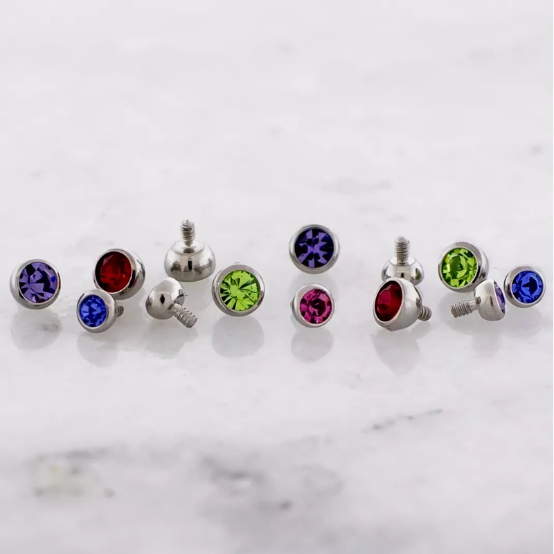 14g Internally Threaded Steel Replacement Gem Ball – 1 Piece #SPLT#12 14G (1.6mm) Head Size: 3mm Gem: CLEAR