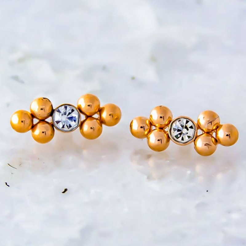 14g Rose Gold Beaded Internally Threaded Head – 1 Piece 14G (1.6mm) . Jewelry: ROSE GOLD PVD