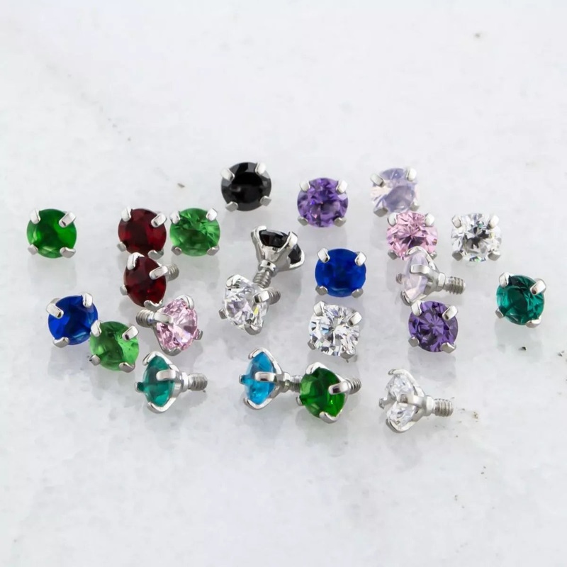 14g Steel Prong Set Gem Replacement Heads – 1 Piece #SPLT#6 14G (1.6mm) Head Size: 3mm Gem: AQUA