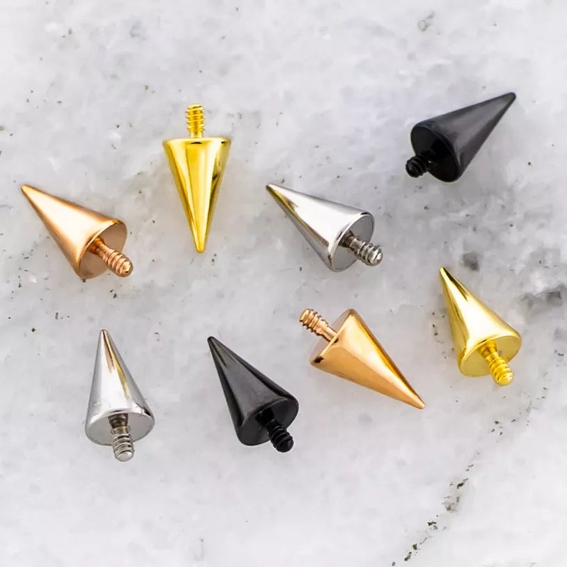 14g Titanium PVD Coated Cone Head – 1 Piece #SPLT#6 14G (1.6mm) Head Size: 3mmX4mm BLACK PVD