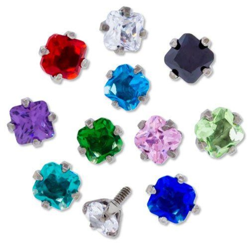 14g Titanium Radiant Gem Head – 1 Piece 14G (1.6mm) Head Size: 3mm Gem: AQUA