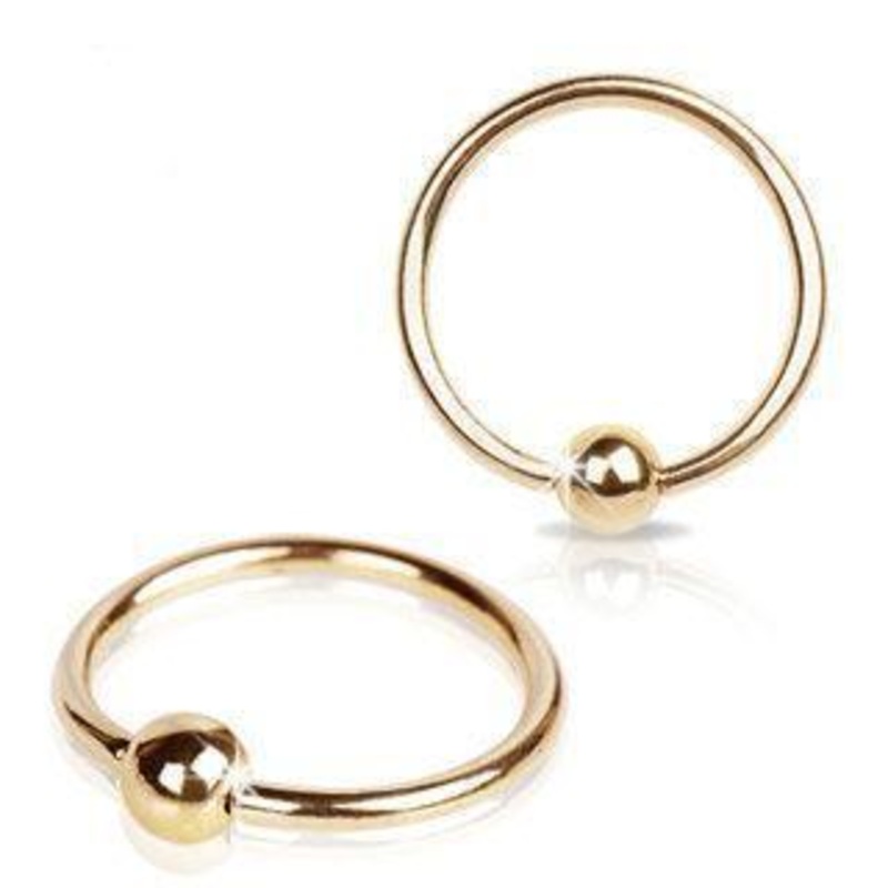 14K Gold Captive Bead Ring w/ Ball 14G (1.6mm) Inner Diameter: 1/2″ (12.7mm) | Ball-Size: 4mm
