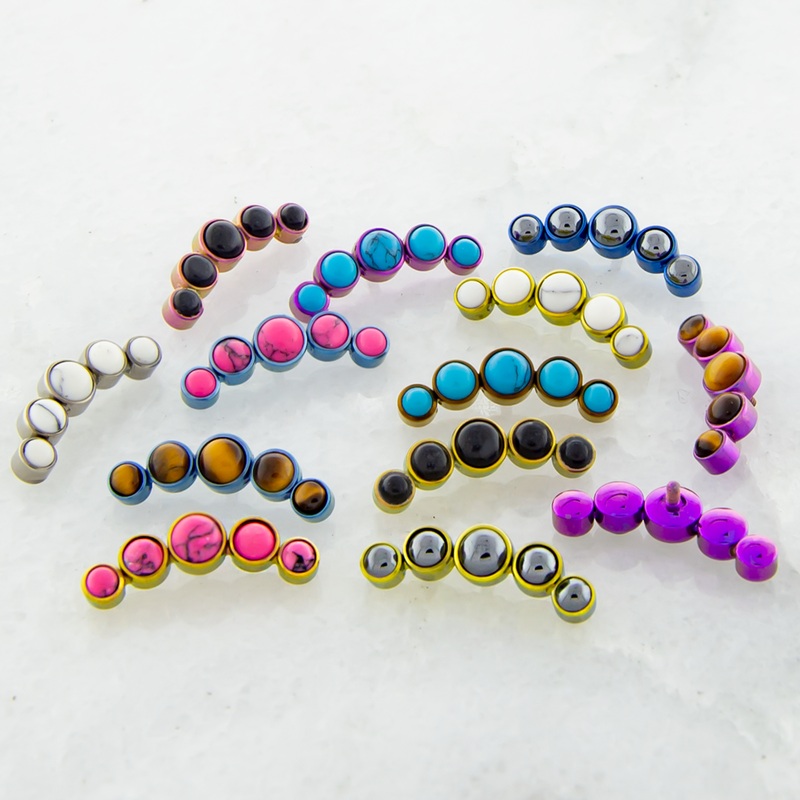 16g 18g Titanium Crescent Cabochon Replacement End – 1 Piece 16G (1.2mm) Head Size: 2.5mm,3mm,4mm Gem: HEMATITE