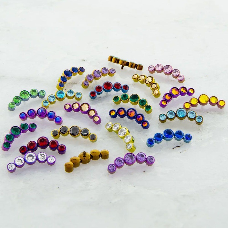 16g 18g Titanium Crescent Gems Replacement End – 1 Piece 16G (1.2mm) Head Size: 2.5mm / 3mm / 4mm Gem: AQUA