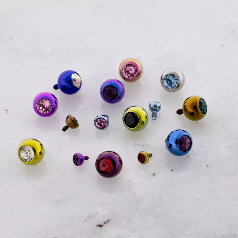 16g 18g Titanium Internally Threaded Gem Balls – 1 Piece #SPLT#6 16G (1.2mm) Head Size: 2.5mm Gem: AB