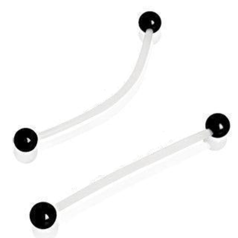 BioFlex Barbell Straight Barbell Retainer w/ Black UV Balls – 1 Piece 14G (1.6mm) Length : 1&1/2″ (38mm) | Ball-Size : 5mm Black