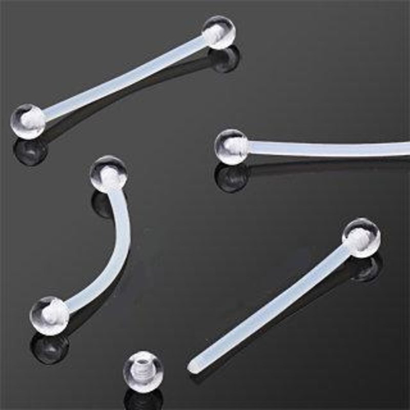 BioFlex Barbell / Straight Barbell Retainer w/ UV Coated Acrylic Balls – 1 Piece 14G (1.6mm) Length : 1″ (25mm) | Ball-Size : 4mm Clear
