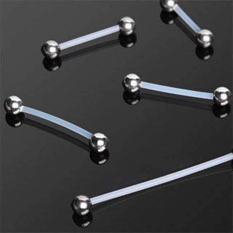 BioFlex / PTFE Piercing Straight Barbell Retainer Balls – 1 Piece 14G (1.6mm) Length : 1&1/2″ (12.7mm) | Ball-Size : 5mm Clear