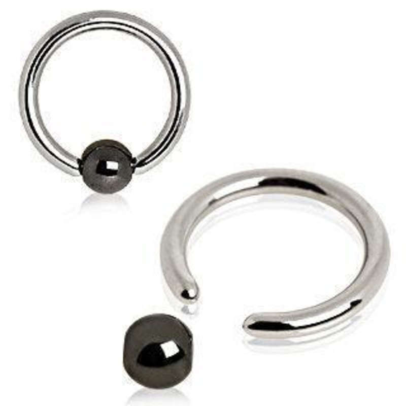 Captive Bead Ring Hematite Ball 10G (2.6mm) Inner Diameter: 5/8″ (16mm) | Ball-Size: 6mm