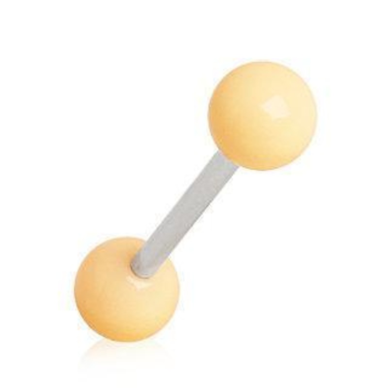 Flesh Tone Tongue Barbell UV Acrylic Balls 14G (1.6mm) Length: 5/8″ (16mm) | Ball-Size: 6mm Peach