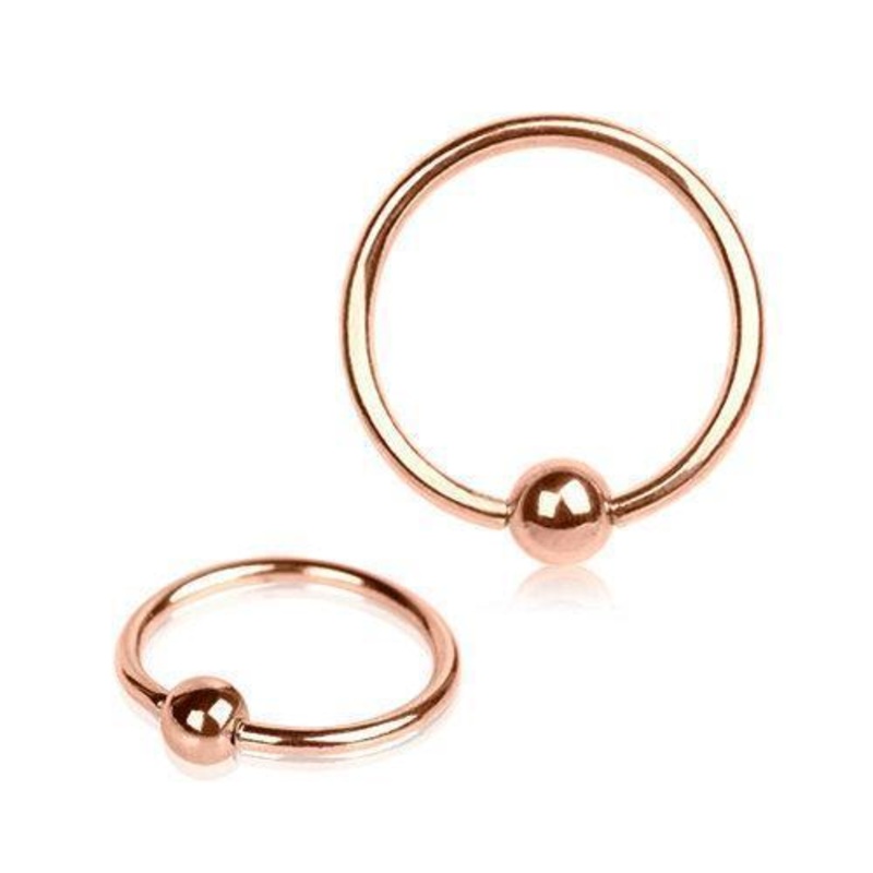 Rose-Gold Captive Bead Ring 14G (1.6mm) Inner Diameter: 1/2″ (12.7mm) | Ball-Size: 4mm
