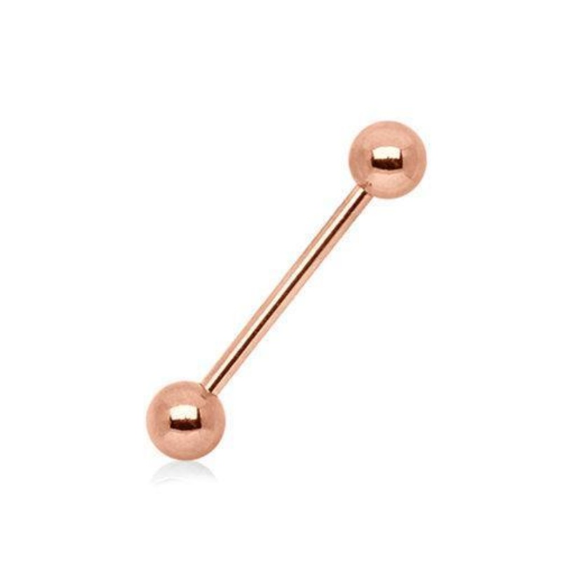 Rose-Gold Plated Tongue Barbell 14G (1.6mm) Length: 5/8″ (16mm) | Ball-Size: 5mm
