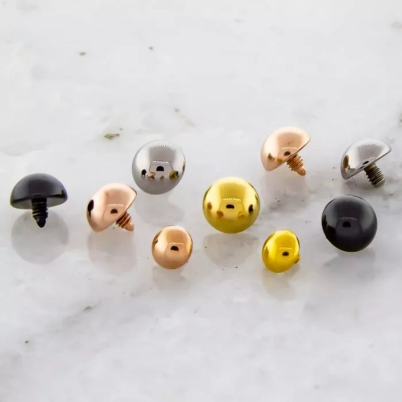 Steel Dome Replacement Heads – 1 Piece #SPLT#6 14G (1.6mm) Head Size: 4mm Jewelry: BLACK PVD