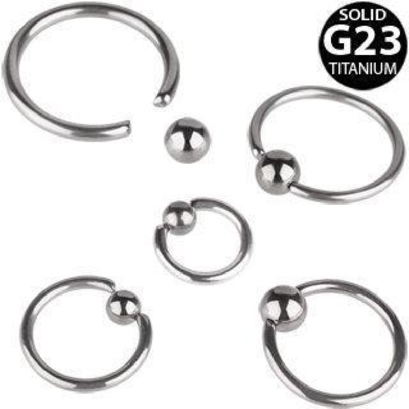 Titanium Captive Bead Ring w/ Ball 14G (1.6mm) Inner Diameter: 1/2″ (12.7mm)