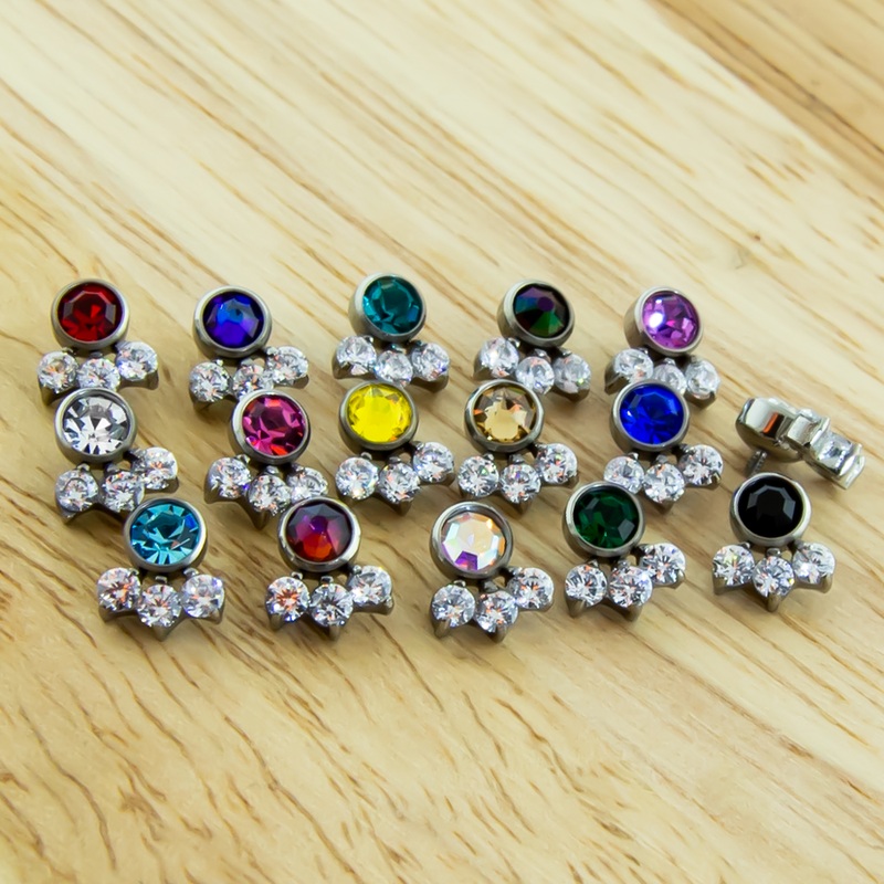 10g, 12g 14g Titanium Clear Gem Cluster – 1 Piece 14G (1.6mm) . Gem: AB | Jewelry: HIGH POLISH