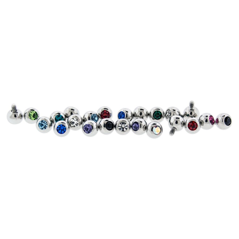 10g, 12g 14g Titanium Internally Threaded Gem Replacement Balls Assortment – 1 Pack 14G (1.6mm) Head Size: 3mm Gem: ASSORTED